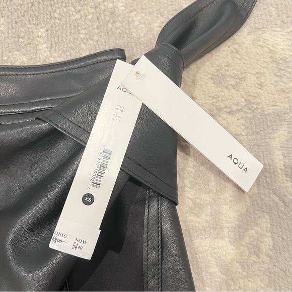 NWT Aqua Faux Leather Wrap Mini Skirt - Picture 5 of 6